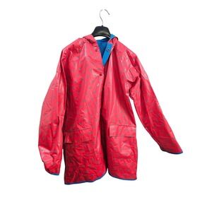 RAINSKINS Blue Reversible Vinyl Raincoat adult M 20-22 Fishing Camping Outerwear